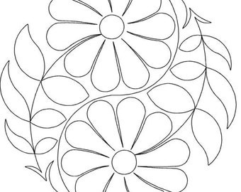 Ying Yang Flower-Block-Motif-Digital Quilting Pattern for computerized longarm machines-not for print