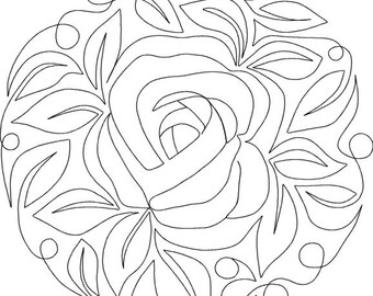 Round Rose-Motif-Digital Quilting Pattern-Digital Download-zipped file-not for printing