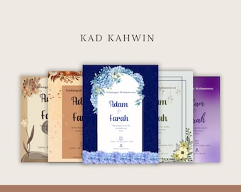 Floral Weeding Card - 1 page (7 Templates) | Kad Kahwin Murah | Simple weeding card floral Themes