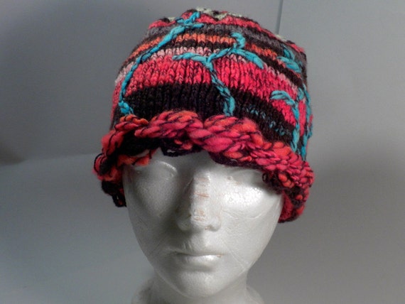 Items similar to Handspun and Handknit Wool Winter Hat on Etsy