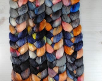 Volcano  - Merino Wool/Silk Spinning Fiber - Hand dyed top