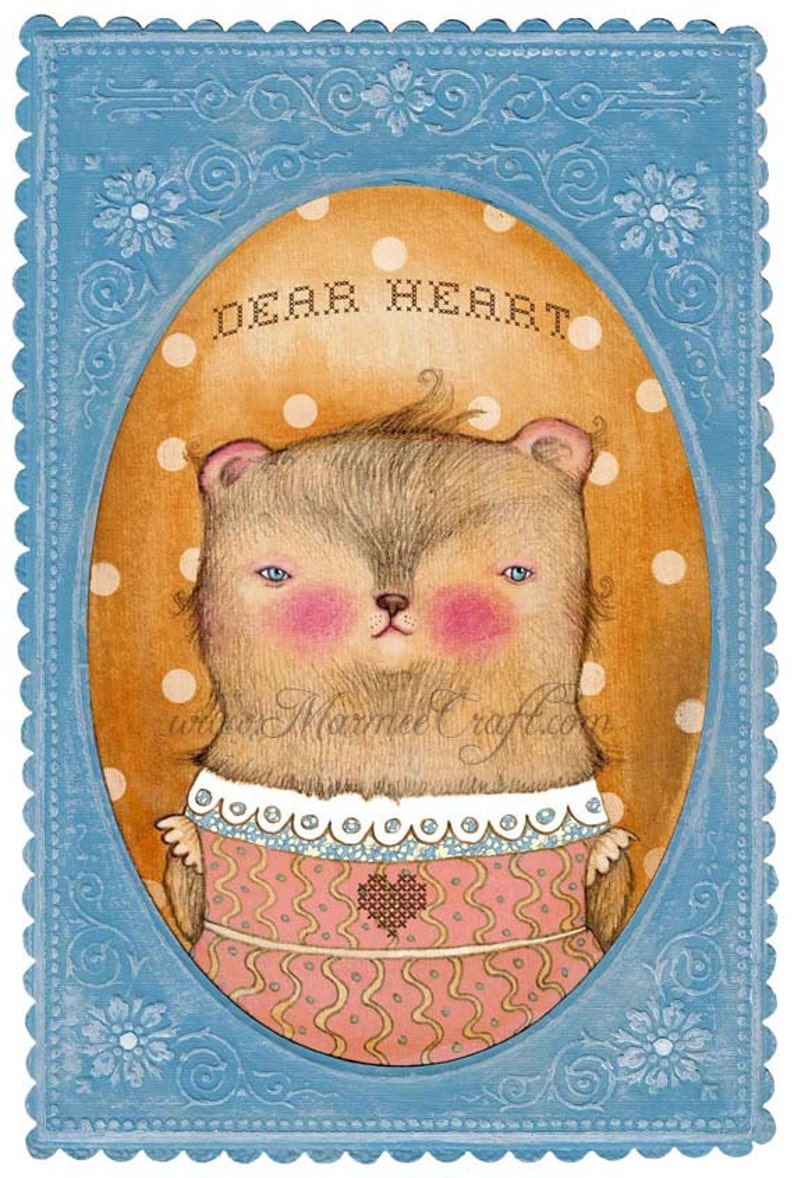 MarmeeCraft bear art print, Dear Heart image 1