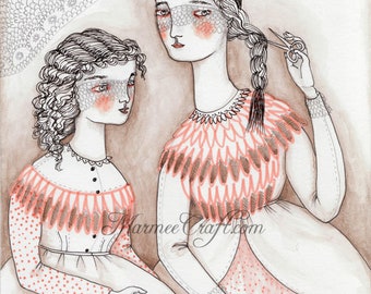 MarmeeCraft art print, "The Lace Makers"