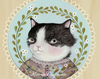 MarmeeCraft art print, "A Summerling Cat, Miss Tuxedo"