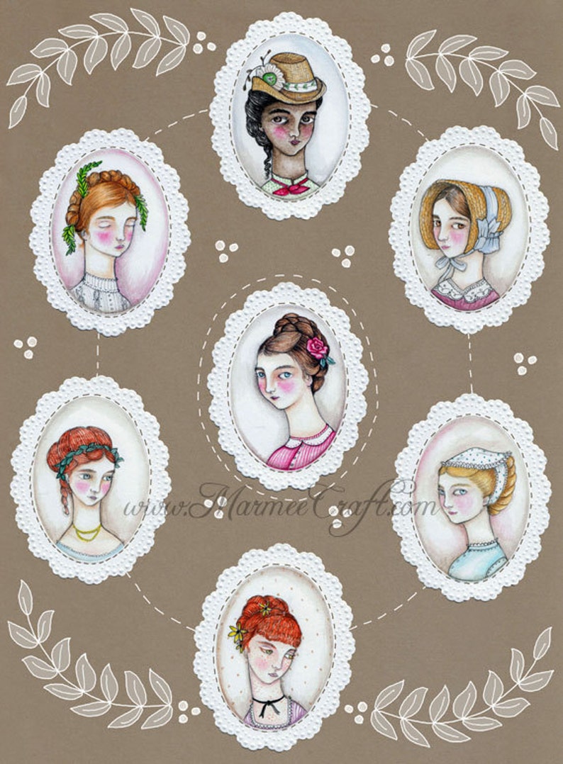 MarmeeCraft Victorian girls art print, Septet image 1