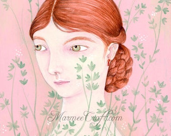 MarmeeCraft pink leaves portrait print, "Botanical in Pink"