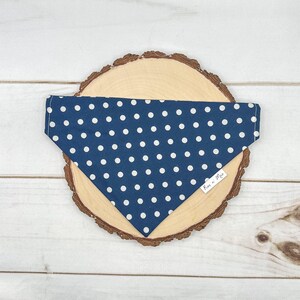 Navy Polka Dot Over the Collar dog bandana, Blue Polka Dot Dog bandana, Slip on dog bandana, Cat over the collar bandana, pet gifts