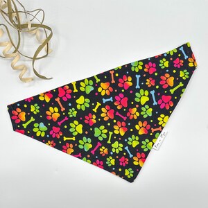 Over the Collar dog bandana, Paw Dog bandana, Slip on dog bandana,  Dog Scarf, Cat over the collar bandana, pet gifts, Dog bandana with paws