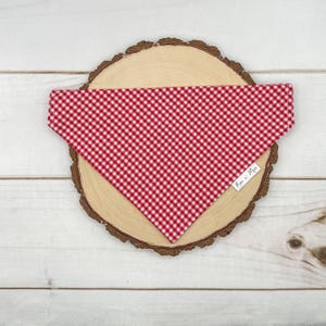 Red Gingham Over the Collar dog bandana, Red Plaid Dog Over Collar bandana, Slip on dog bandana, Cat over the collar bandana