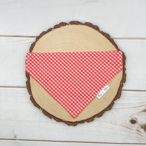Red Gingham Over the Collar dog bandana, Red Plaid Dog Over Collar bandana, Slip on dog bandana, Cat over the collar bandana