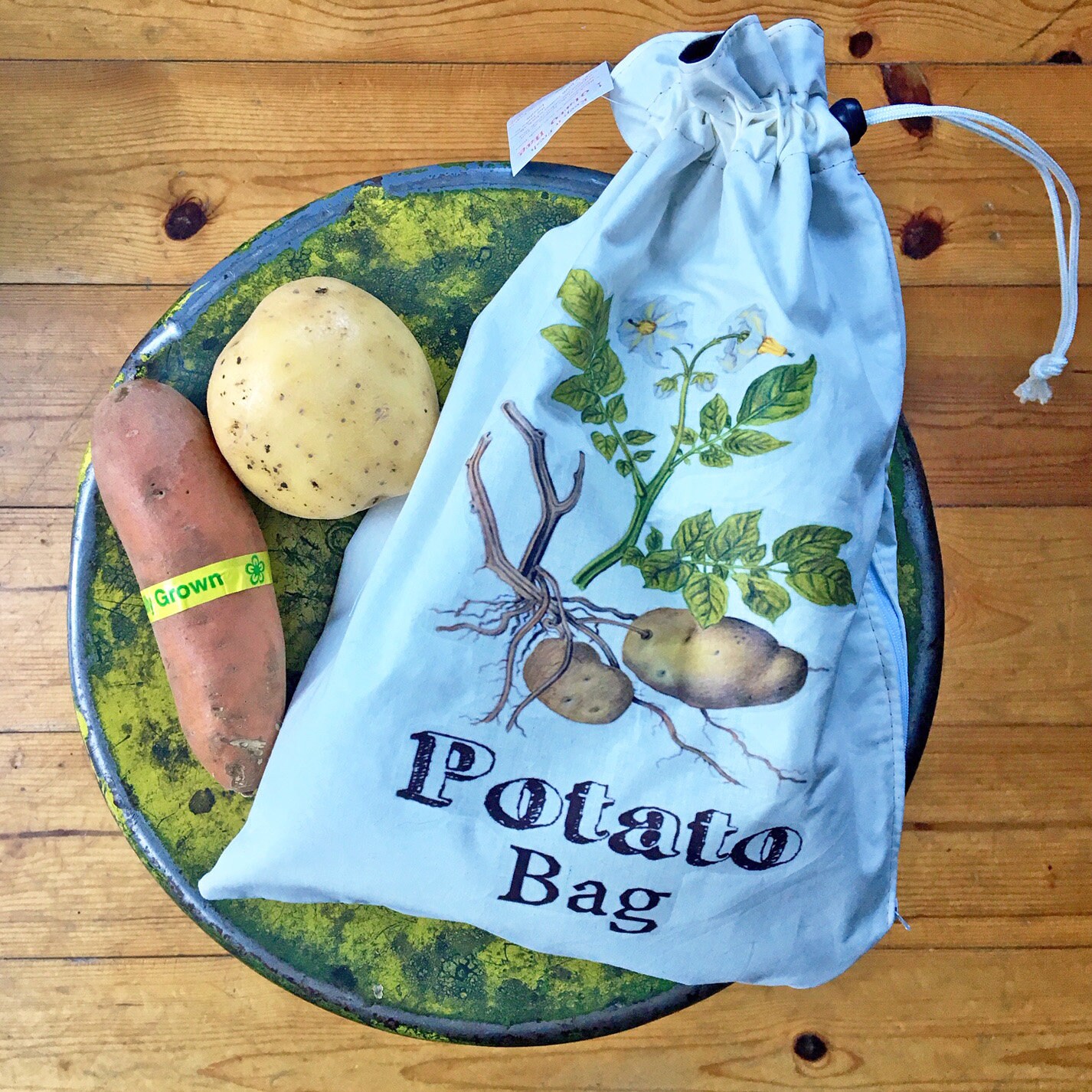 Reusable POTATO Storage Bag. Cotton Bulk With Drawstring. Washable