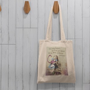 Alice in Wonderland Bonkers Canvas ShoulderTote. Reusable Shopping Grocery Bag. Great as a Book, School or Project Bag for Everyday Use. image 3