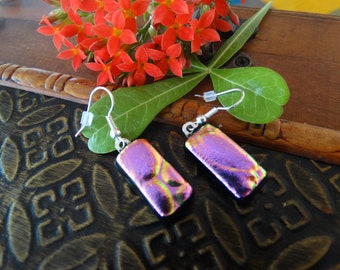 Dichroic Glass Earrings~ Glass Earrings~Fused Glass Earrings~Free Shipping~Glass Jewelry~Shimmering Dichroic Glass Earring~Made inMexico