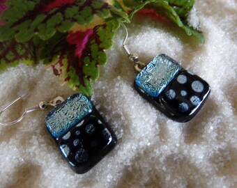 Dichroic Glass Earrings~ Glass Earrings~Fused Glass Earrings~Free Shipping~Glass Jewelry~Shimmering Dichroic Glass Earring~Made inMexico