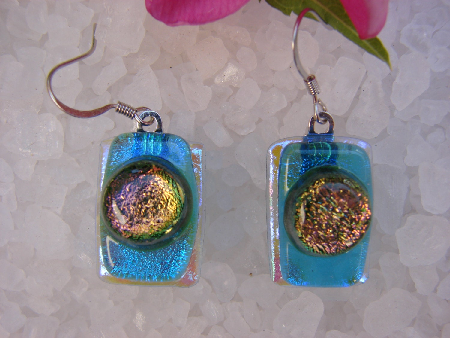 Extra Large Earrings rainbow Colors Dichroic Glass - Etsy