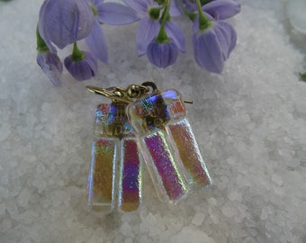 Dichroic Glass Earrings~Glass Earrings~Fused Glass Earrings~Free Shipping~Glass Jewelry~Shimmering Dichroic Glass Earrings~Made in Mexico