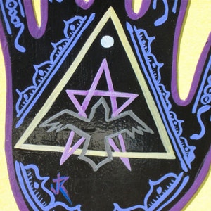 Magnet, Hand shape, Raven ,Moon, Pentagram, Triangle, pagan, wiccan, Made To Order image 4
