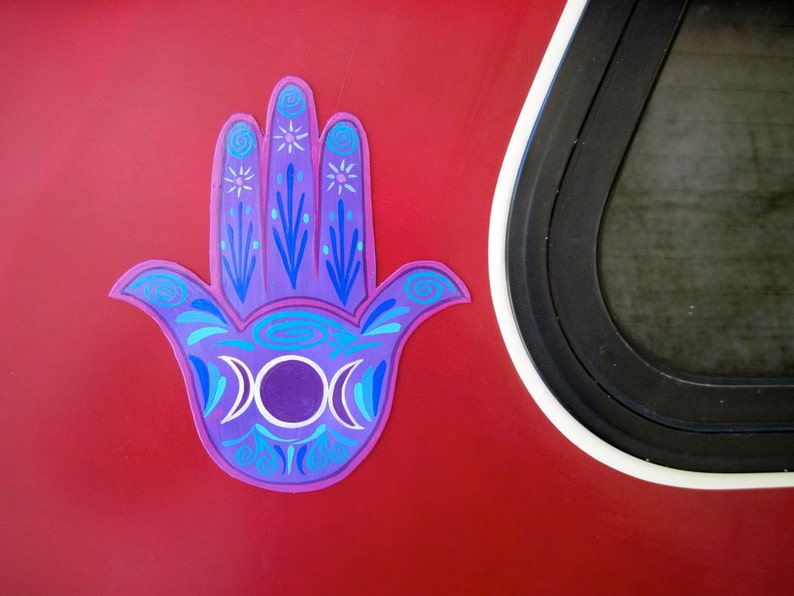 Hamsa Hand Magnet, Made to Order, triple moon, Goddess protection, healing, abundance , image 4