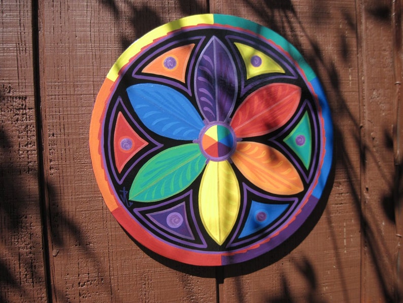 Rainbow Mandala ,Double Rosette, Star Circle, MADE TO ORDER image 5