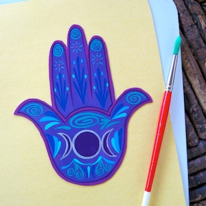 Hamsa Hand Magnet, Made to Order, triple moon, Goddess protection, healing, abundance , image 1