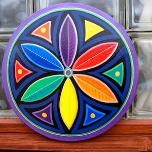 Rainbow Mandala ,Double Rosette, Star Circle, MADE TO ORDER image 1