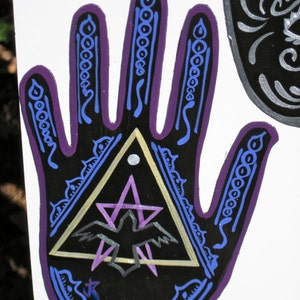 Magnet, Hand shape, Raven ,Moon, Pentagram, Triangle, pagan, wiccan, Made To Order image 2