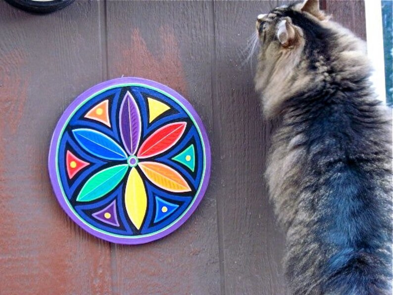 Rainbow Mandala ,Double Rosette, Star Circle, MADE TO ORDER image 2