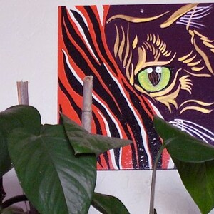 CatEyes , surreal painting, cats face, tiger, wall decor image 4