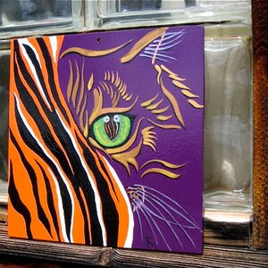 CatEyes , surreal painting, cats face, tiger, wall decor image 3