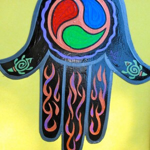 Hamsa Hand Magnet, 'World Triad' symbol, protection, healing, abundance ,Made to Order only zdjęcie 2