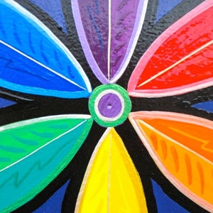 Rainbow Mandala ,Double Rosette, Star Circle, MADE TO ORDER image 3