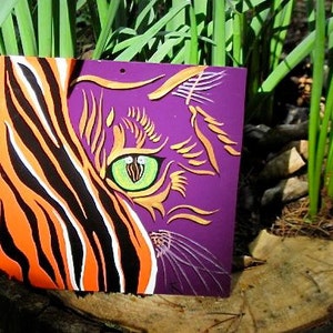 CatEyes , surreal painting, cats face, tiger, wall decor image 1