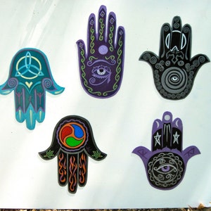 Hamsa Hand Magnet, Fait sur commande, triple lune, protection de la déesse, guérison, abondance, image 5