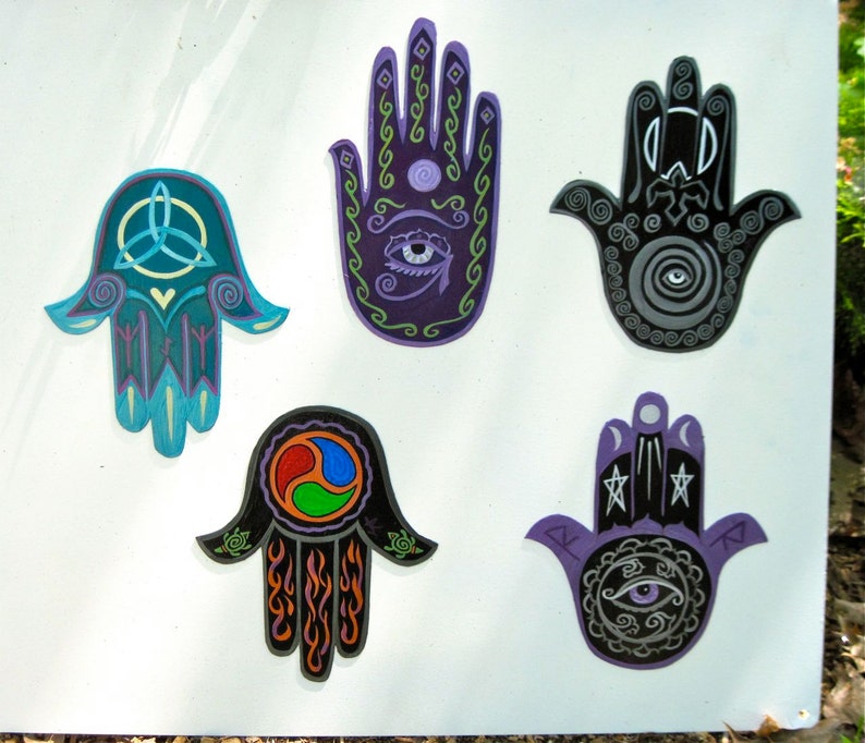 Hamsa Hand Magnet, Fait sur commande, triple lune, protection de la déesse, guérison, abondance, image 5