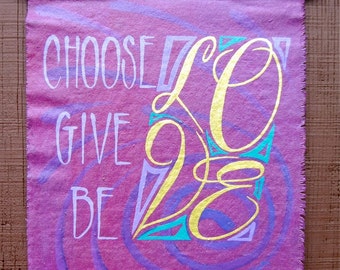 LOVE canvas wall hanging, painted, words, inspire, Made To Order