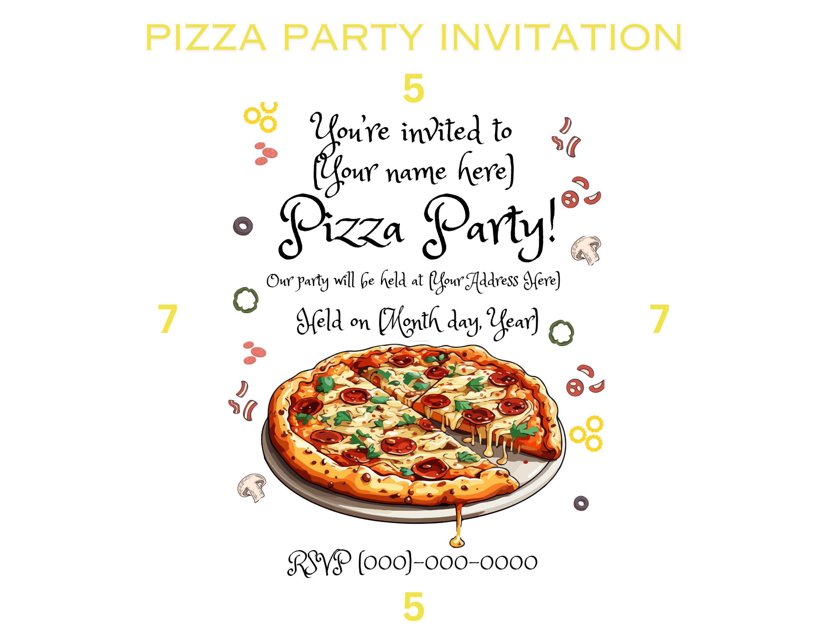 Pizza Party Invitation Template Birthday Party Class Party Kids Pizza Party Invitation Template Birthday Party Class Party Kids