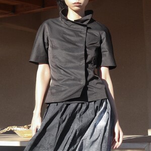 ITAII Karasu Off Center Top | Dark Academia Asymmetric Stand Collar Slim Fit Jacket