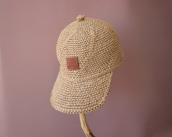 Straw summer cap for women * summer raffia baseball cap * women’s baseball cap * straw baseball cap * handmade straw cap for women