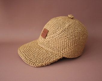 Men raffia baseball hat * unisex raffia baseball cap * men summer baseball cap * raffia baseball cap for women