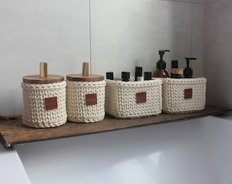 Bathroom organizer for countertop * cosmetic storage organizer in bathroom * cotton pads and buds holders * bathroom counter organizer