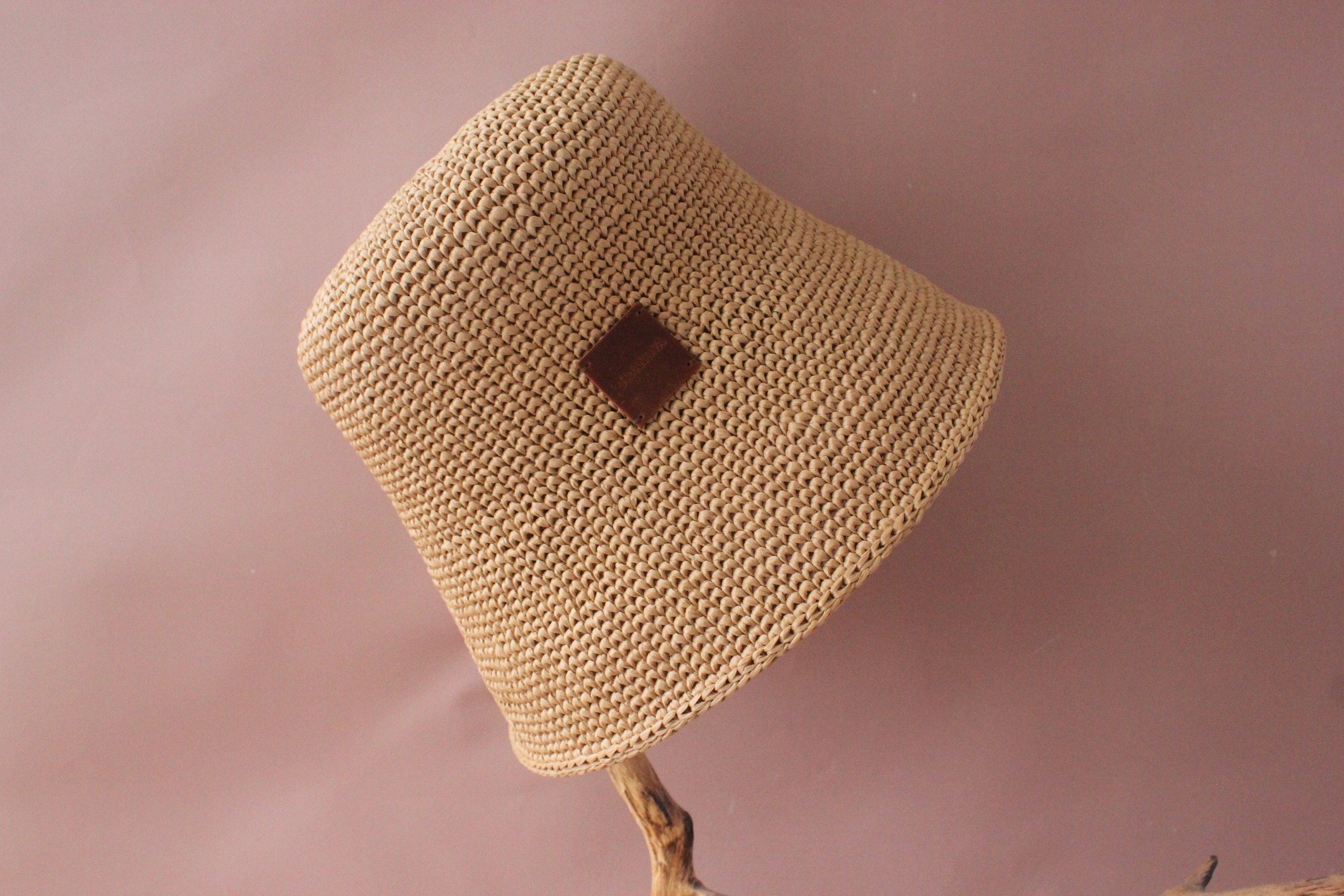 Loewe Light Brown Straw Boater Hat Loewe Logo Woven Raffia Bucket Hat - Bergdorf Goodman main image 2