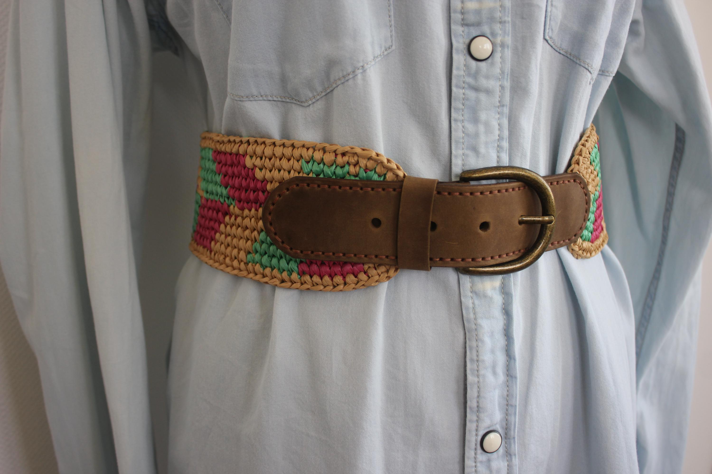 Women’s Wide Jute/Raffia Belt Wide Raffia and Leather Belt for Women * Wide Straw and  main image 2