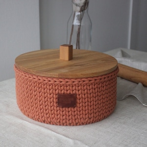 Modern bread box with a wooden lid * terracotta bread box with lid * modern bread bin with lid * bread keeper with lid countertop