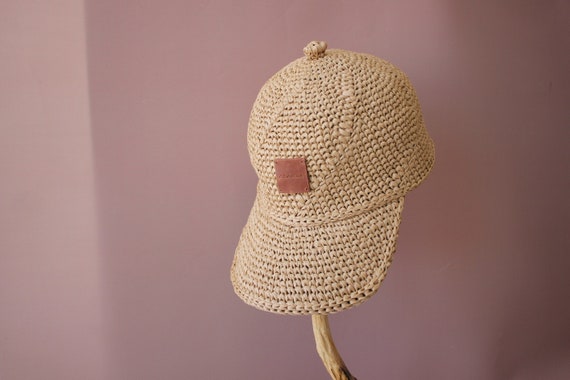 Straw summer cap for women * summer raffia baseball cap * women’s baseball cap * straw baseball cap * handmade straw cap for women