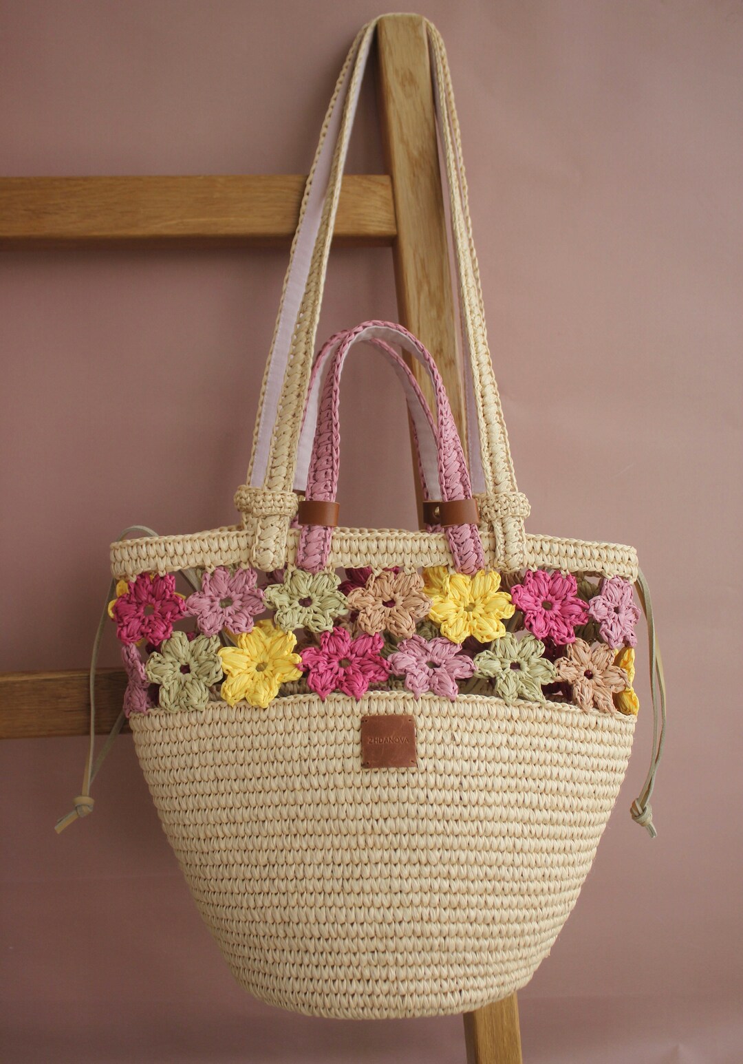 Augustine Denim Straw Basket Bag main image 0
