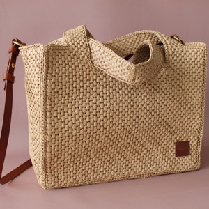 Large raffia tote bag * large straw tote bag * raffia tote bag * large handmade raffia bag * summer raffia tote bag * top handle straw tote
