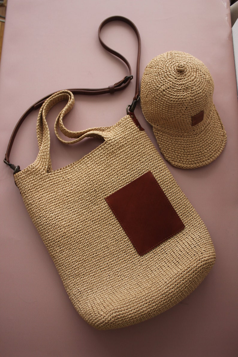Large straw tote bag raffia tote bag casual tote bag large handmade beach bag raffia summer tote bag raffia shopper bag image 8