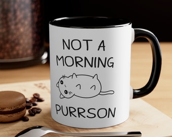 Im not a morning person funny cat coffee mug, 11oz