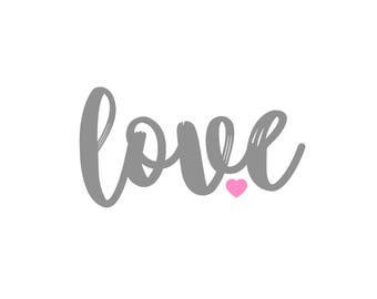 love PRINTABLE Digital Download in grey and pink