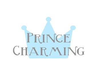 prince charming PRINTABLE Digital Download in blue and grey